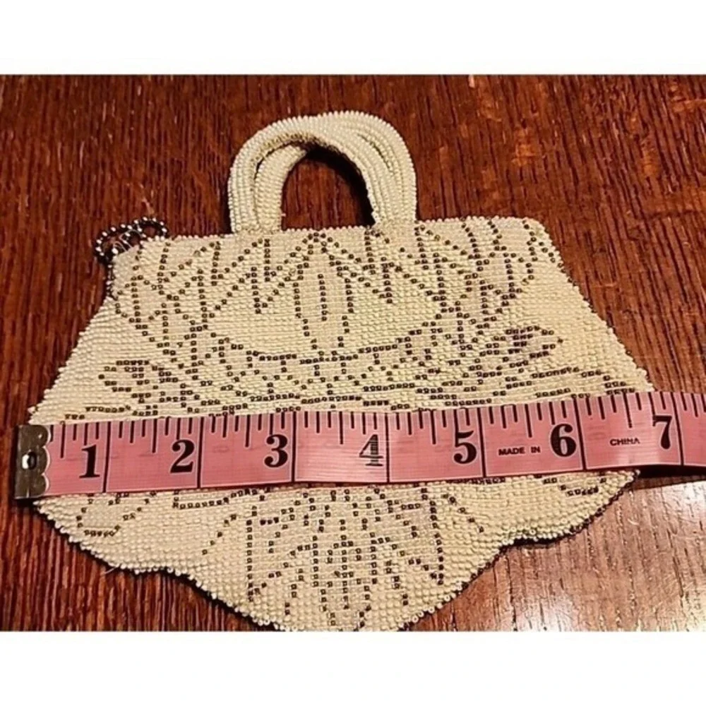 Vintage White Small Beaded Clutch‎ Purse Made in Czechoslovakia By Hand